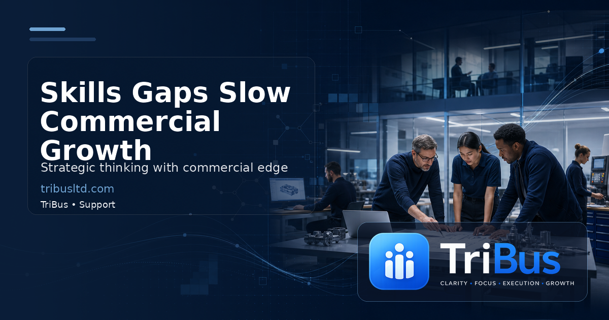 TriBus featured graphic for skills gaps slowing commercial growth
