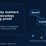 TriBus editorial graphic showing spend moving through capability into evidence, with the message that spend only matters when it becomes operating proof.